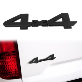 Universal 4X4 3D Logo Emblem - Full Coverage 3/M Adhesive Compatible With 4Run|Tac|Tun SUV Truck Pickup Model - Raised ABS Badge, Metal Matte Black Trunk Logo
