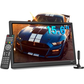 Feihe 15.6 inch Small Kitchen TV with ATSC Tuner/HDMI/USB/AV, Built-in TV Steel Stand and Remote Control for Bedroom,RV,Camping,Outdoor or Office