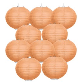 WIRESTER 10 Pack Lanterns (10 Inch) Tissue Paper Decorations for Wedding, Party, Birthday, Baby Shower - Light Orange