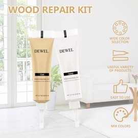 DEWEL Furniture Repair kit, 12 Colors Wood Filler for Scratch Cover, Floor Scratch Remover Stain Marker Set, Touch Up Paint for Wooden Floors Cabinet Tables, Fix Furniture Scratches Cracks Hole