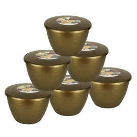 Just Pudding Basins Multipack Gold Coloured 1 Pint, 570ml Basin and Lid (6 Pack)