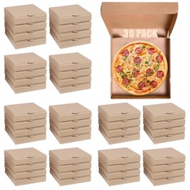 RHBLME - Paquete de 30 cajas de pizza kraft a granel, 6.3 x 6.3 x 1.6 pulgadas, pequeñas cajas de cartón corrugadas para pizza, caja de pizza reutilizable, cajas de embalaje para horno, para llevar,