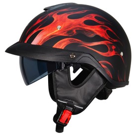 Half Helmet Motorcycle VF08 Open Face DOT Retro Cruiser Helmet
