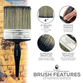 4" Masonry Paint Brush for Painting Walls - All Round Outdoor Masonary Paint Brush for Brickwork