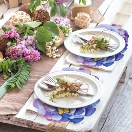 30 PCS Disposable Flower Placemats, Purple Hydrangea Decorative Placemats for Wedding Birthday Party Table Setting Supplies Decoration