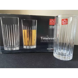 RCR New Boxed Set of 6–RCR “Timeless” Luxion Crystal Tumblers Glasses (14.98 OZ)