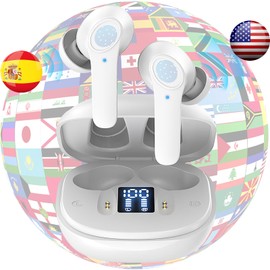 KILOGOGRAPH Translating Earbuds Real Time B11 - Two Way 138 Language Voice Translation Device, Instant Translator Earbuds, Audífonos Traductor de Voz Instantáneos de Idiomas Español Ingles (White)