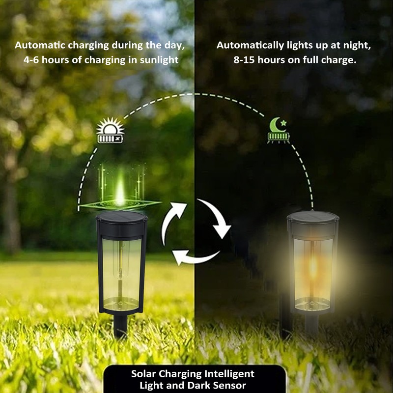 Solar Pathway Lights Waterproof Solar Outdoor Lights with LED Tungsten