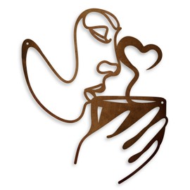 Oubasa Metal Coffee Wall Decor, Kitchen Wall Art, Minimalist Woman Drinking Coffee Sculptures for Office Living Room Coffee Bar Home Decoration, Housewarming Gifts for Women