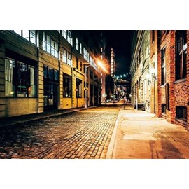 Leowefowa 10x8ft Vinyl Modern City Night Backdrop Store Vintage Buildings Dusk Street Light Alley Photography Background Birthday Party Decor Newborn Kids Adults Portrait Photo Booth Prop