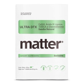 MATTER SMART NUTRIENTS | Ultra DTX, CoQ10 Ácido R Lipoico TUDCA Glucorafanina | Contribuye a una limpieza interna efectiva, Ayuda a la digestión y a eliminar toxinas | Caja con 7 sobres de 30g c/u