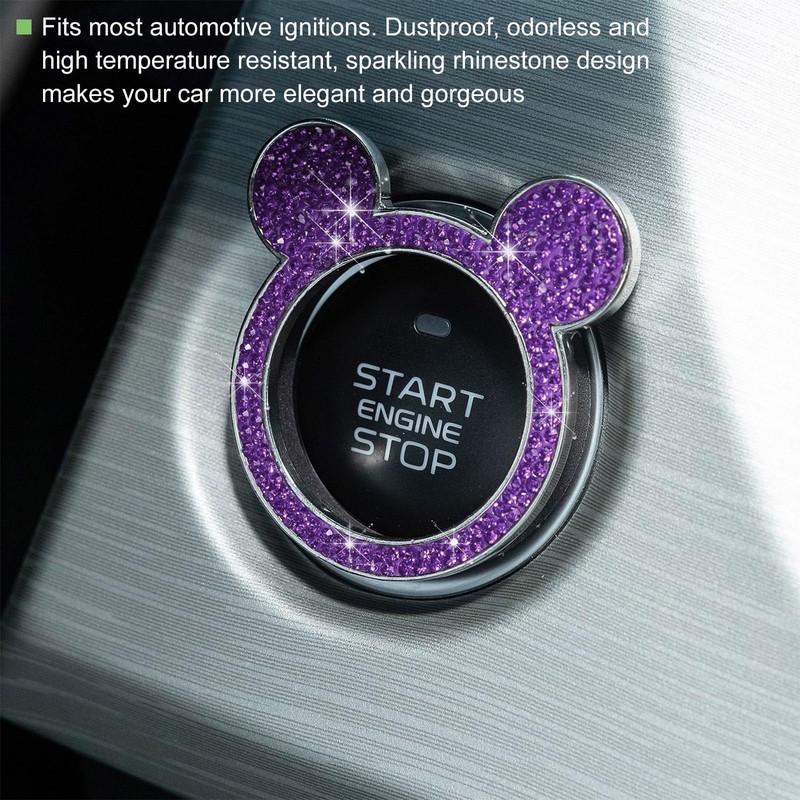 Augeny Bling Car Engine Start Button Cover, Rhinestone Key Ignition