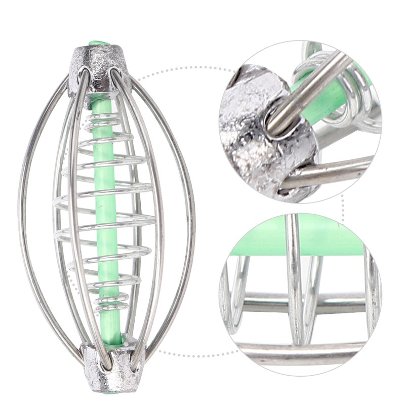 10PCS Stainless Steel Spring Fishing Feeder Bait Cage Holder Tackle