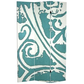 6 ft. Tall Double Sided Teal Vineyard Canvas Room Divider