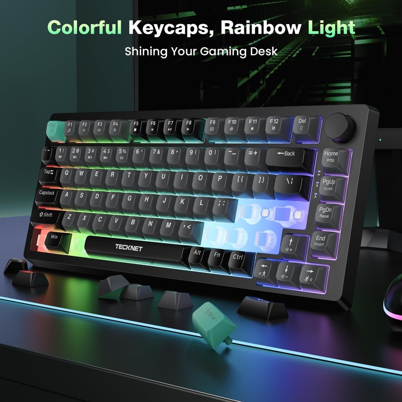 TECKNET Gaming Keyboard, 75% Wired Keyboard, RGB Backlit, 82-Keys with