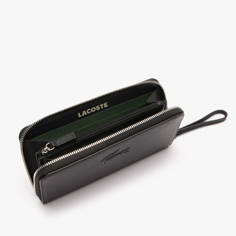 Lacoste Cartera Billfold City Court de piel mujer, Negro, Talla