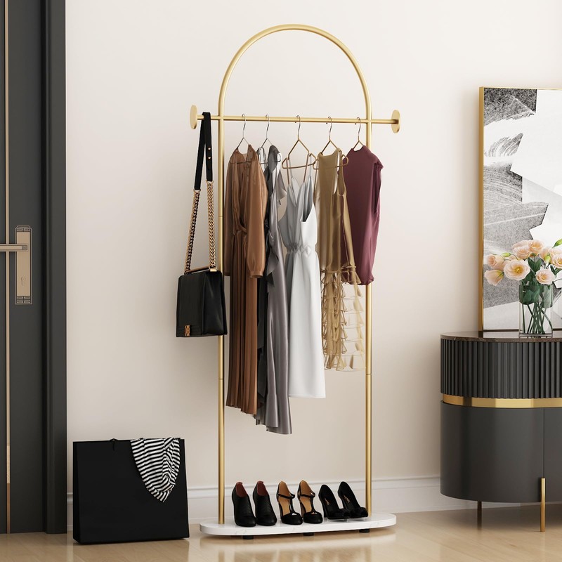 KADIGANG Gold Clothing Rack, Modern Clothes Rack with Shelf, Heavy