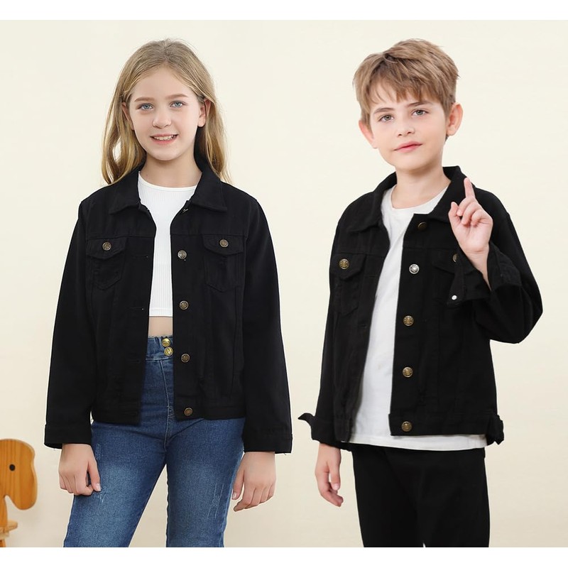 Cromoncent - chamarra vaquera clásica para niños y niñas, negro