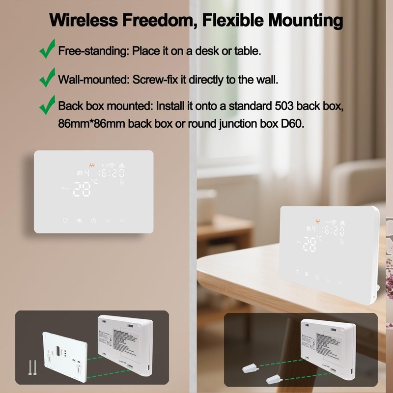 KETOTEK Smart Wireless Thermostat with RF Receiver for Boiler, Compatible