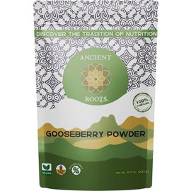 Ancient Roots Gooseberry Powder -100% Pure & Natural, Non-GMO, Gluten-Free, Finely Ground Amla for Smoothies, Teas, and Recipes, 10.5 oz Resealable Bag