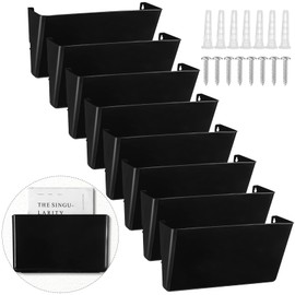Colarr 8 Pcs Wall File Holder Organizer Plastic Wall Mount Mail Organizer with Screws Single Pocket Hanging Folder Paper Magazine Holder for Walls Office Home Classroom(Black)