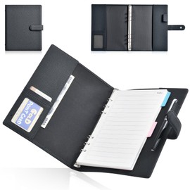 Tonriga A5 Personal Organizer & Loose Leaf Binder, 6-Ring, 200 Sheets Capacity, Waterproof + Anti-Fray Treatment, Slim 3mm/Lightweight 294g, for Office/School/Daily Use, with Clear Pockets + Pen