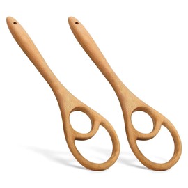 Higijapuf 2 Pack Danish Dough Whisk, Wooden Sourdough Stirrer 12.6 Inch, Seamless Bread Whisk for Batter, Pizza, Cakes, Pancakes, Baking, Mixing Tools and Everyday Kitchen Use