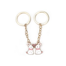 MUCOOS Cute Rabbit Keyring Set, Cute Friendship Gifts for Women, Perfect for Birthdays and Teacher Recognitions, Gifts for Couples and Friends, 2 Pack Keyrings, colour