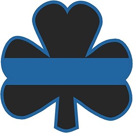 3" Thin BLUE Line Shamrock Clover Police Law Enforcement Ireland Lucky IRISH Sticker v1