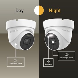 Swann 4K Ultra HD Dome Security Camera – TrueDetect™ Heat & Motion, Color Night Vision, Audio, Spotlight Deterrent, IP66 Weatherproof, 90° View – Add-On DVR-5880 System