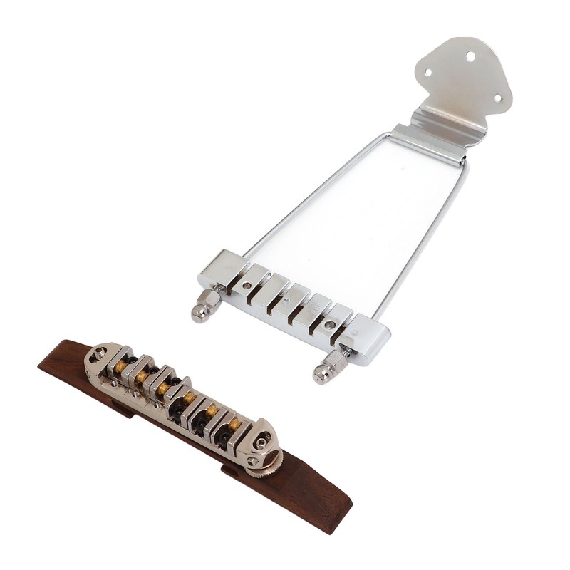 6 String Guitar Metal Tailpiece Adjustable Wooden Bridge Replacement String