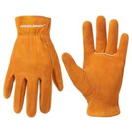 HLDD HANDLANDY Kids Gardening Gloves, Childrens Leather Work Gloves for Boys Girls Age 2-11, Great Gift for Yard Work
