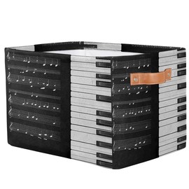 Peaom Music Notes Storage Basket for Shelves, Storage Bins with Handles, Collapsible Basket for Organizing, Closet Toy Baskets for Nursery Room, 15x11x9.5 in, Canvas, Music Pinao