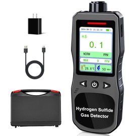 ZYKYCX H2S Monitor Clip On, 0-100 PPM H2S Detector, Portable Hydrogen Sulfide Detector with 3 Alarm Modes, 16H Long Battery Life, H2S Air Quality Meter with Temp & Humidity Tester