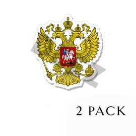 Wrapped in Skins Russian Federation Coat of Arms Vinyl Stickers - In/ Outdoor Russia Emblem Flag - 5" wide / 2 pack