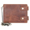 FLW Men's Biker Natural Leather Wallet with a Metal Chain