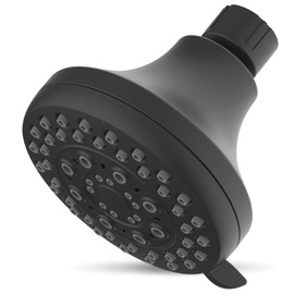 Upgrade Your Shower Experience with our Premium Matte Black Fixed Shower Head - High Pressure, 5 Spray Settings, Ideal for Low Water Flow - Easy Installation for a Luxurious Bathroom