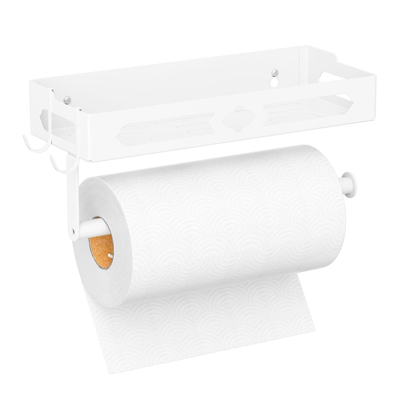 MAYZOLOP Paper Towel Holder with Shelf, One Hand Tear, Paper
