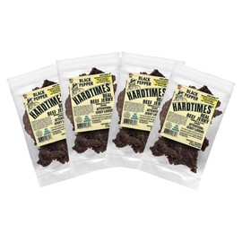 Hardtimes Handcrafted Beef Jerky - Black Pepper Flavor - 4 Pack of 4 oz. Bags