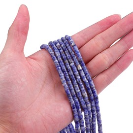 BEADIA - abalorio espaciadoras de sodalita azul natural para abalorios (4 mm x 2 mm, 38 cm)