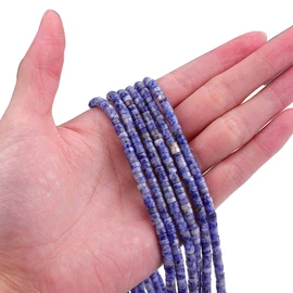 BEADIA - abalorio espaciadoras de sodalita azul natural para abalorios (4 mm x 2 mm, 38 cm)