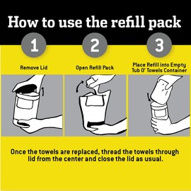 Tub O' Towels Heavy Duty, 10" x 12", Multi-Surface Cleaning Wipes, 90-Count Canister & Refill Pack, White