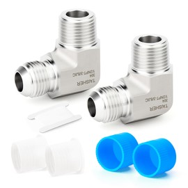 TAISHER 2PCS Forging of 304 Stainless Steel 90 Degree Elbow JIC Flare Tube Fittings,3/8" JIC Male x 1/2" NPT Male, Half Union