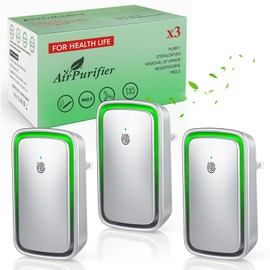 Plug in Air Purifier 3 Pack,Air Ionizers for Home Plug In,Negative Ion Generator,Portable Air Purifiers for Bedroom Odor for Home,Smoke Dust, Pets,Smoke Smell,Air Cleaner(Silver)