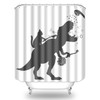 BIYSUC Cat Dinosaur Shower Curtain Funny Cat Help Dino Bathe