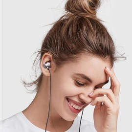 3.5mm Wired Headphone Super Heavy Bass Headset Earphone Stereo Earbuds With Mic (Silver)