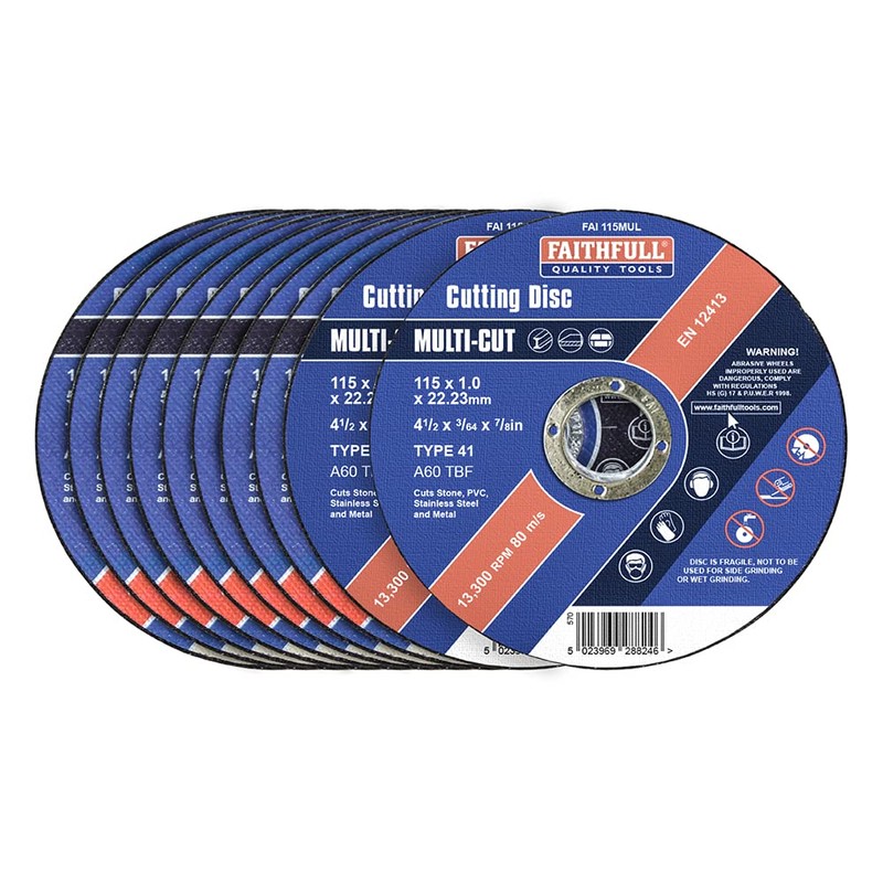 Faithfull FAI11510MUL Extra Thin (1 mm) Fast Cut Cutting Discs