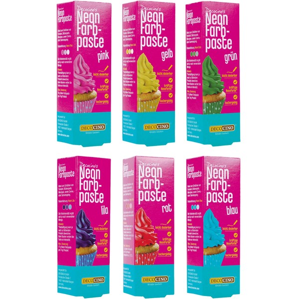 Decocino Neon Food Paste Set of 6 - High Dose