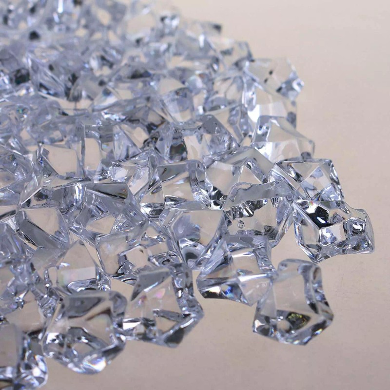 PMLAND Clear Acrylic Ice Rocks Crystals Cubes Gems 3lbs Bulk