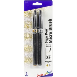 Pentel Arts Sign Pen Micro Brush, Gold & Silver Ink, 2-pk (SESF30BPXZ)